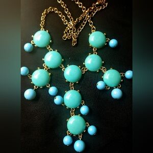 Vintage Bubble Bib Statement Necklace - Turquoise & Baby Blue